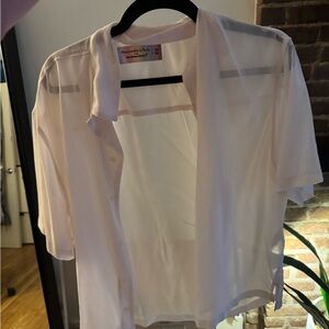 Abercrombie Sheer light pink Short Sleeve button up